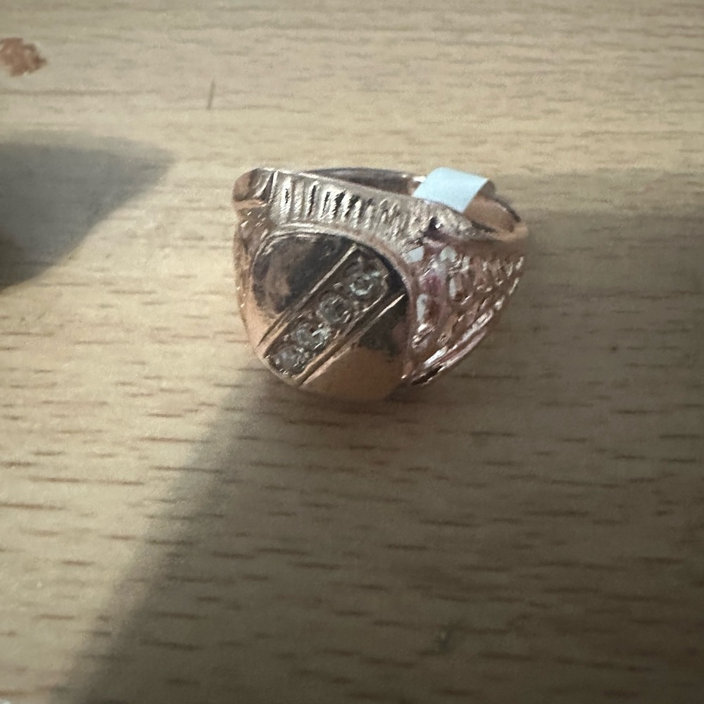 Men's rose Gold Signet Ring with CZ Accents